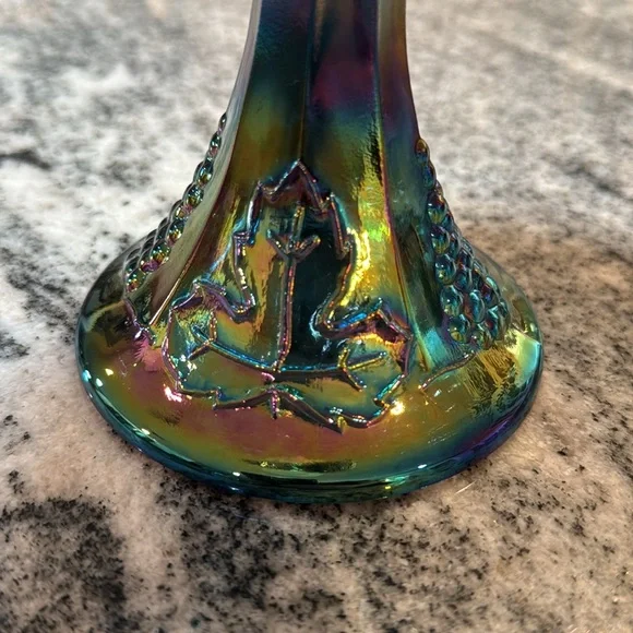 Vintage Indiana Glass Co Iridescent Carnival Pedestal Candy Dish - Picture 6 of 8